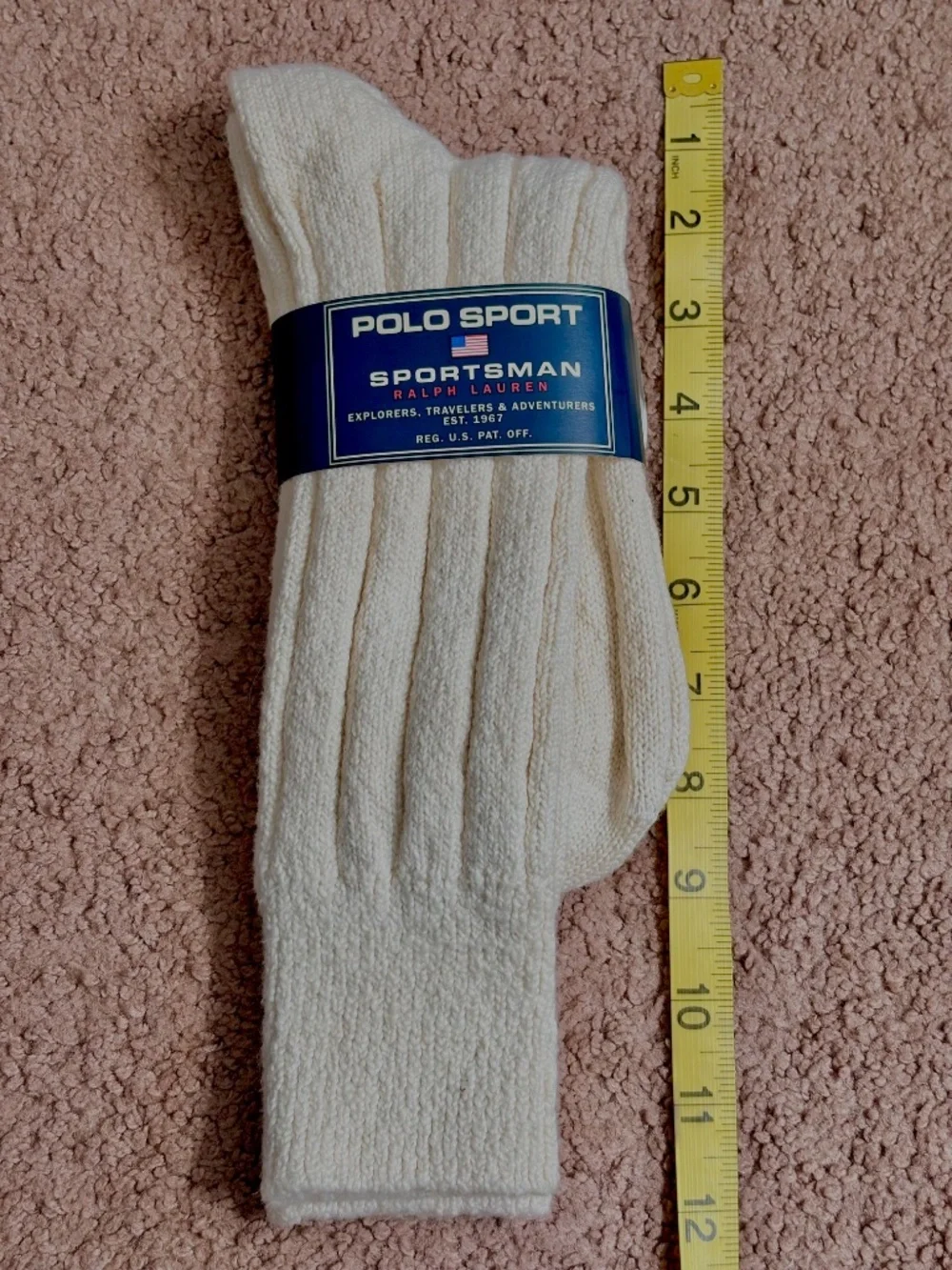 Vintage Ralph Lauren Polo Sport Sportsman White Cream Socks Cotton Blend 90s NWT